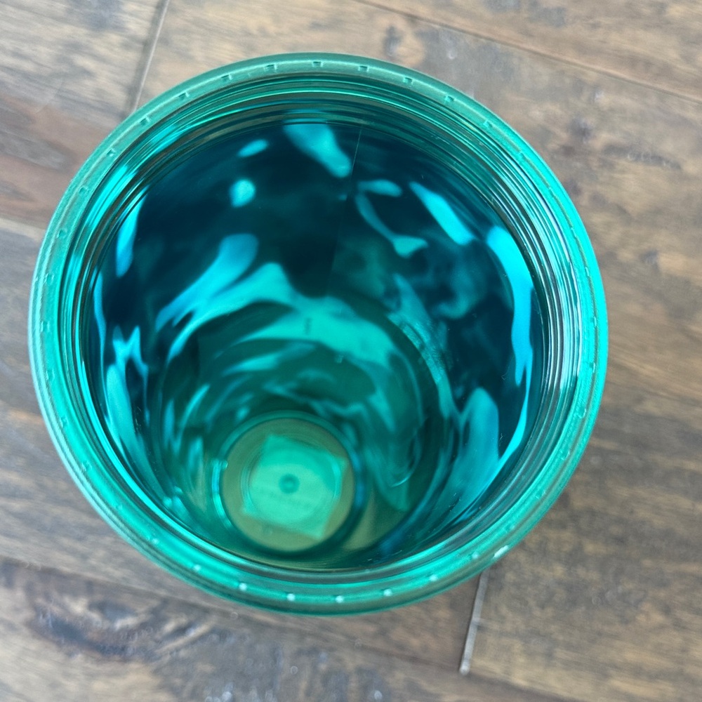Starbucks Blue Green Teal tortoise tie dye watercolor 24 oz Tumbler with Straw - Picture 10 of 11